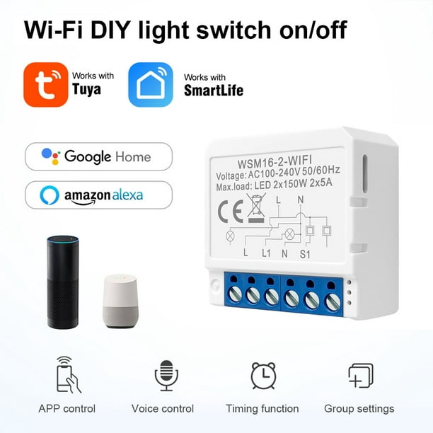 El dispositivo inteligente de encendido y apagado funciona con Alexa Google  Home Smart Home WiFi Switch Breaker Universal Accesorios Electrónicos
