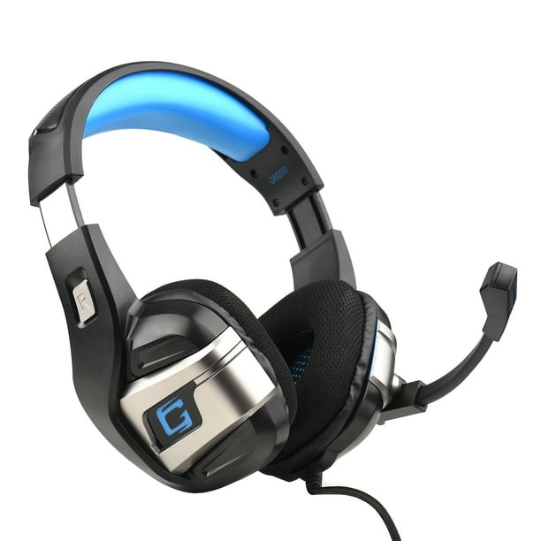 Auriculares profesionales para juegos estéreo con micrófono con cancelación  de ruido auriculares con Tomshoo Azul negro