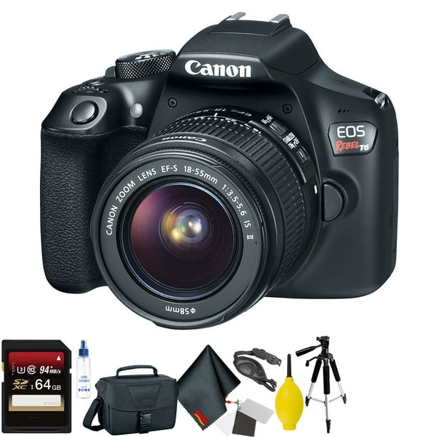 Cámara DSLR Canon EOS Rebel T6 con lente de 18-55 mm + tarjeta de de 64 GB + Mega kit de accesorios + paquete de accesorios de lujo Canon 1159C003 | en línea