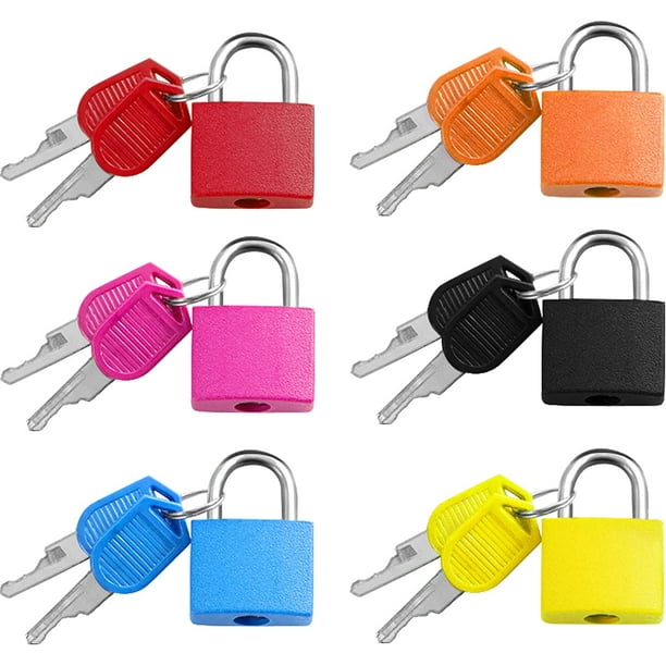 Mini candado para maleta de 6 piezas con 2 llaves, candados para equipaje  pequeños de 6 colores, candados para mochilas, maletas de viaje, taquillas,  3,3 x 2,1 cm ER