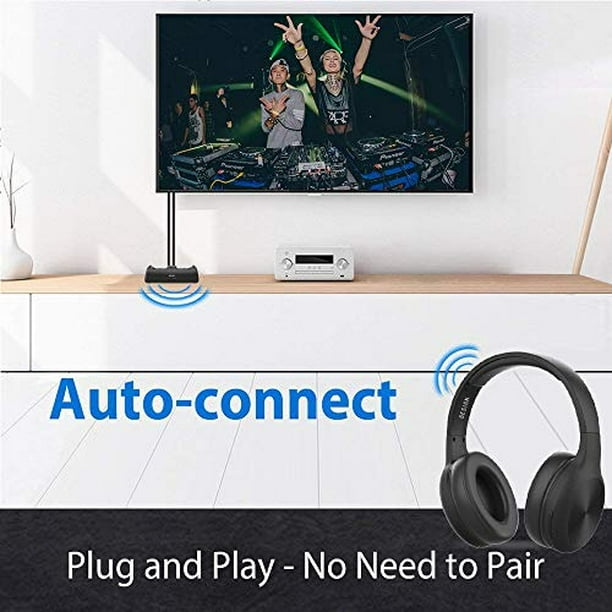 BESIGN BTH01 - Auriculares inalámbricos para ver televisión con base de  carga de transmisor Bluetooth, auriculares Bluetooth TV, alcance de 100  pies