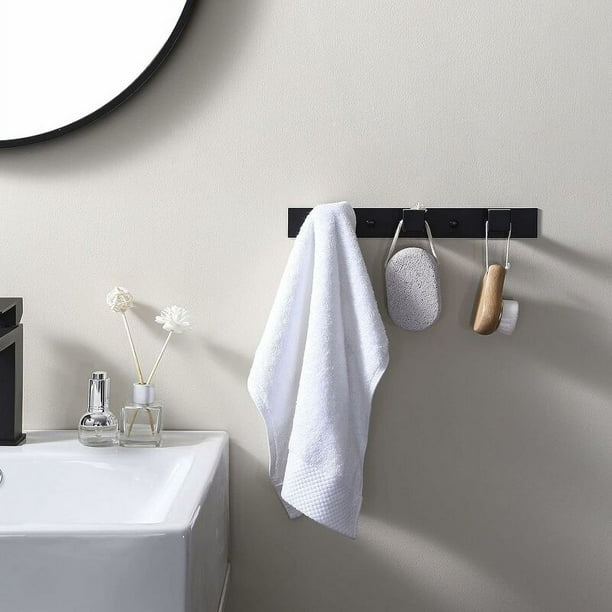 Juego de accesorios para baño, acero inoxidable negro mate de 4 piezas,  incluye toallero y 2 ganchos para toallas, accesorios de pared para baño  JAMW Sencillez