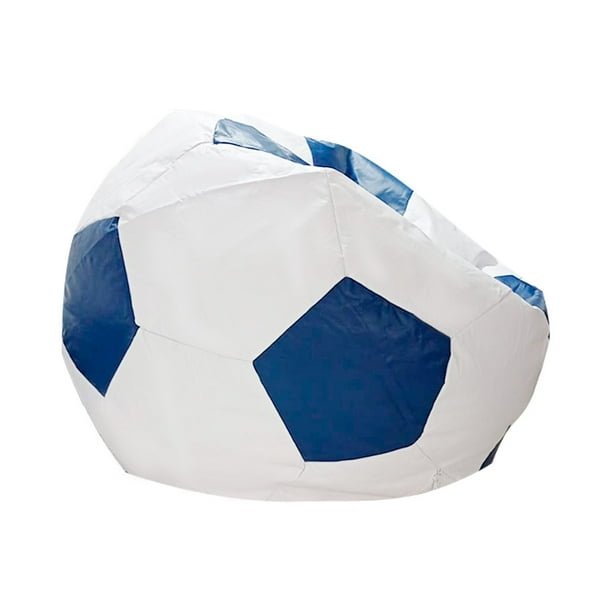 Puff Balón De Soccer Confortable Lunics Blanco-Azul Rey Grande