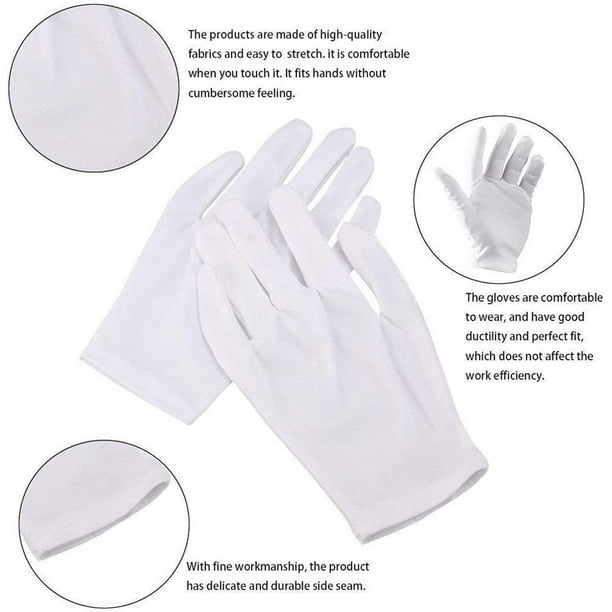 12 pares de guantes de algodón blanco, suaves y transpirables para  inspeccionar joyas oso de fresa Electrónica