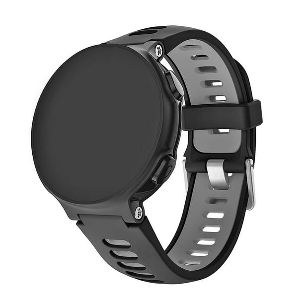 Correa de reloj de silicona para Garmin Forerunner 735XT 620 630 (negro +  gris)