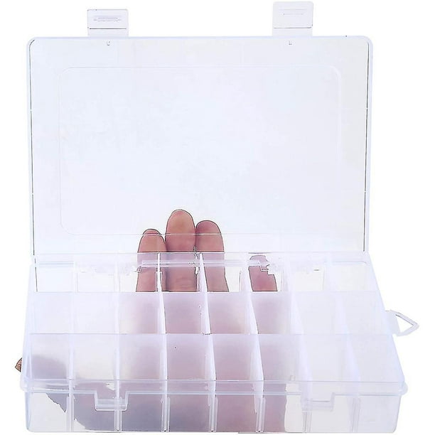 Paquete de 2 cajas organizadoras de plástico con 24 rejillas, caja de  almacenamiento para manualidades, caja con compartimentos con divisores