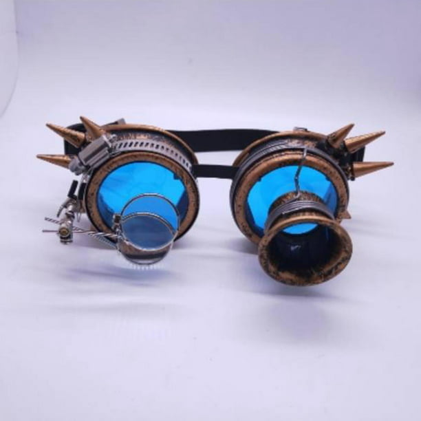 Unisex Steampunk Gafas Props Lentes de colores Gothic Punk Disfraz Ocular  Lupa Gafas Gafas para disfraces Fiesta Cosplay Azul Yinane Gafas Steampunk