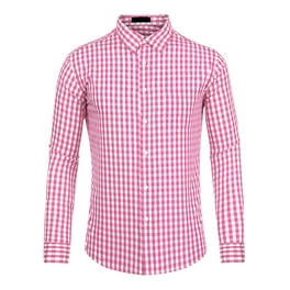 Camisa a cuadros para hombre, ajuste regular, con botones, manga larga, vestido, camisas a cuadros Blanco morado Unique Bargains Camisa | Walmart en línea