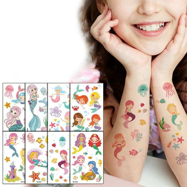700 tatuajes temporales para niños, impermeables, de dibujos animados, 70  hojas de unicornio, animales, sirena, dinosaurio, automóvil, transferencia
