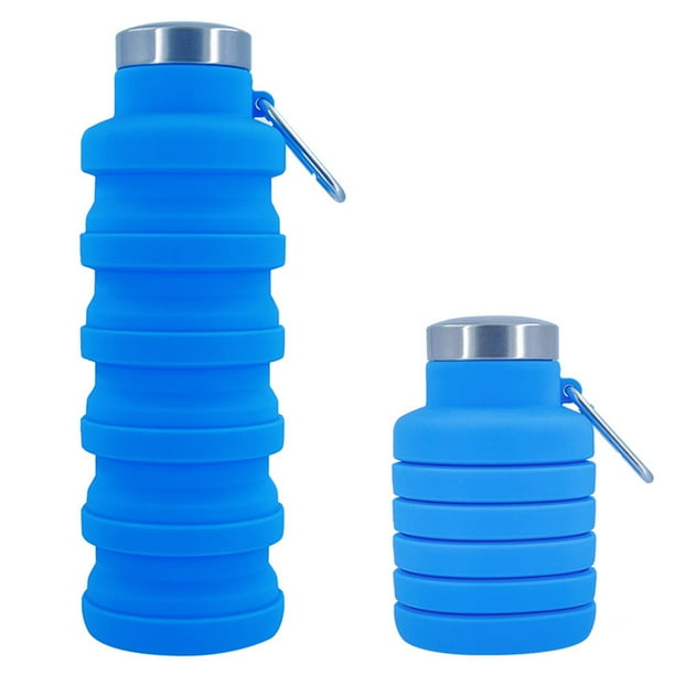 Botella Agua Plegable Silicon Azul