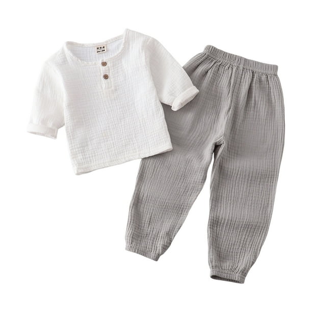 Conjunto de ropa de dormir de algodón para bebés y niños pequeños (gris,  3-4 años)