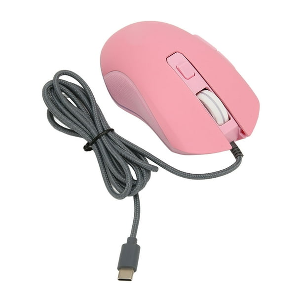 Ratón USB C tipo C para juegos con cable, 7 retroiluminación LED, 4 DPI  ajustables, 6 botones para oficina, hogar, PC, portátil, escritorio, color