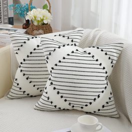 Juego de 4 cojines decorativos para cama y sofá en color blanco 18x18  pulgadas