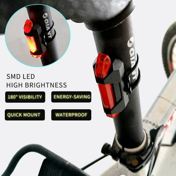 Kit Luces Usb Led Seguridad Bici Delantera Y Trasera + Color Negro