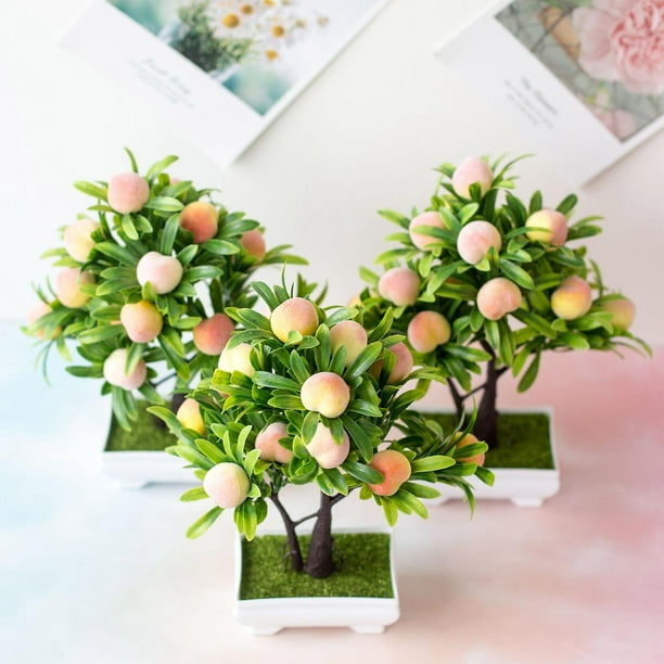 Flores decorativas, planta Artificial grande, árbol de flor de melocotón en  maceta, bonsái falso, tienda, oficina, sala de estar, decoración DIY