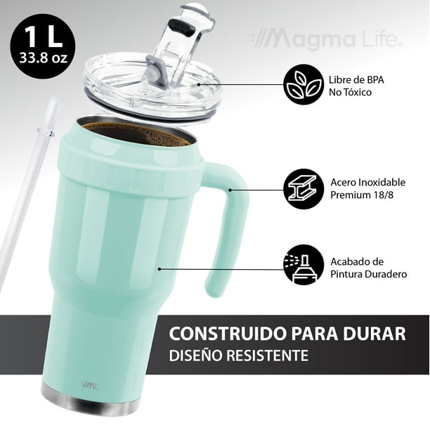 Taza Termica Termo Para Cafe Acero Inoxidable Y Popote 40oz