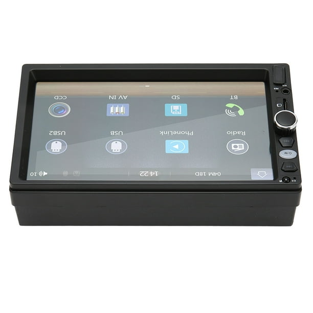 Podofo Radio estéreo de coche doble DIN de 7 pulgadas con pantalla táctil  Bluetooth manos libres espejo Link USB SD FM receptor de audio con cámara  de