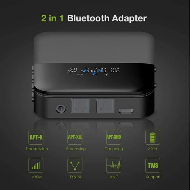 2x Transmisor Y Receptor Bluetooth 5.0, de 3.5m Música de Au Manos