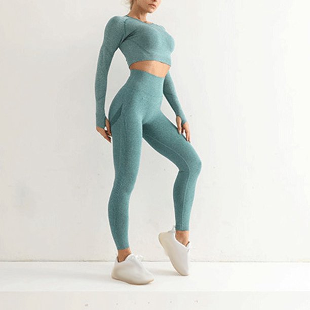 Traje deportivo de manga larga para mujer, traje de yoga para