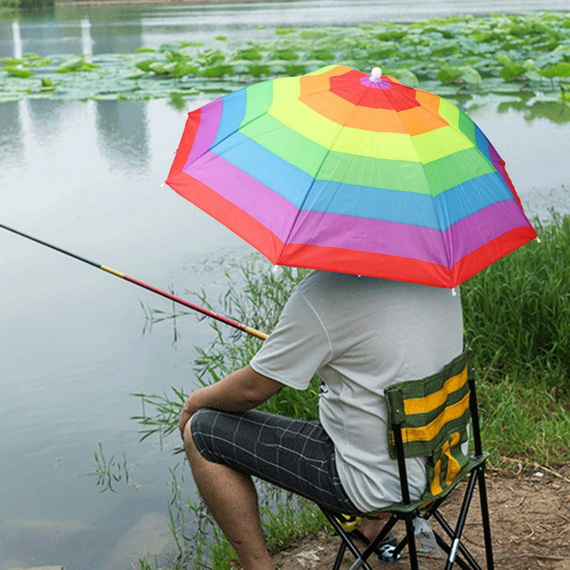 Paquete de 6 sombreros de paraguas arcoíris para niños y mujeres, sombrero  colorido de paraguas para el sol, 20 pulgadas de diámetro, plegable