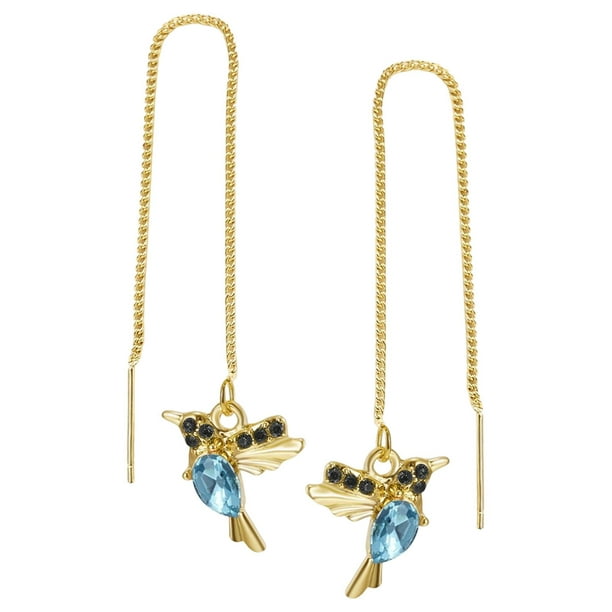 1 par de , joyería ligera con circón, largos Azul jinwen Pendientes de moda | Walmart en línea