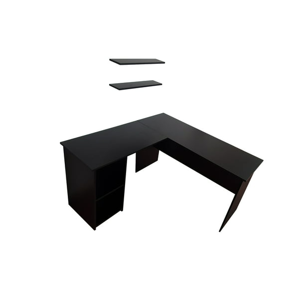 Mesa de escritorio 1 estante negro, estilo industrial, 84 cm BLANCA