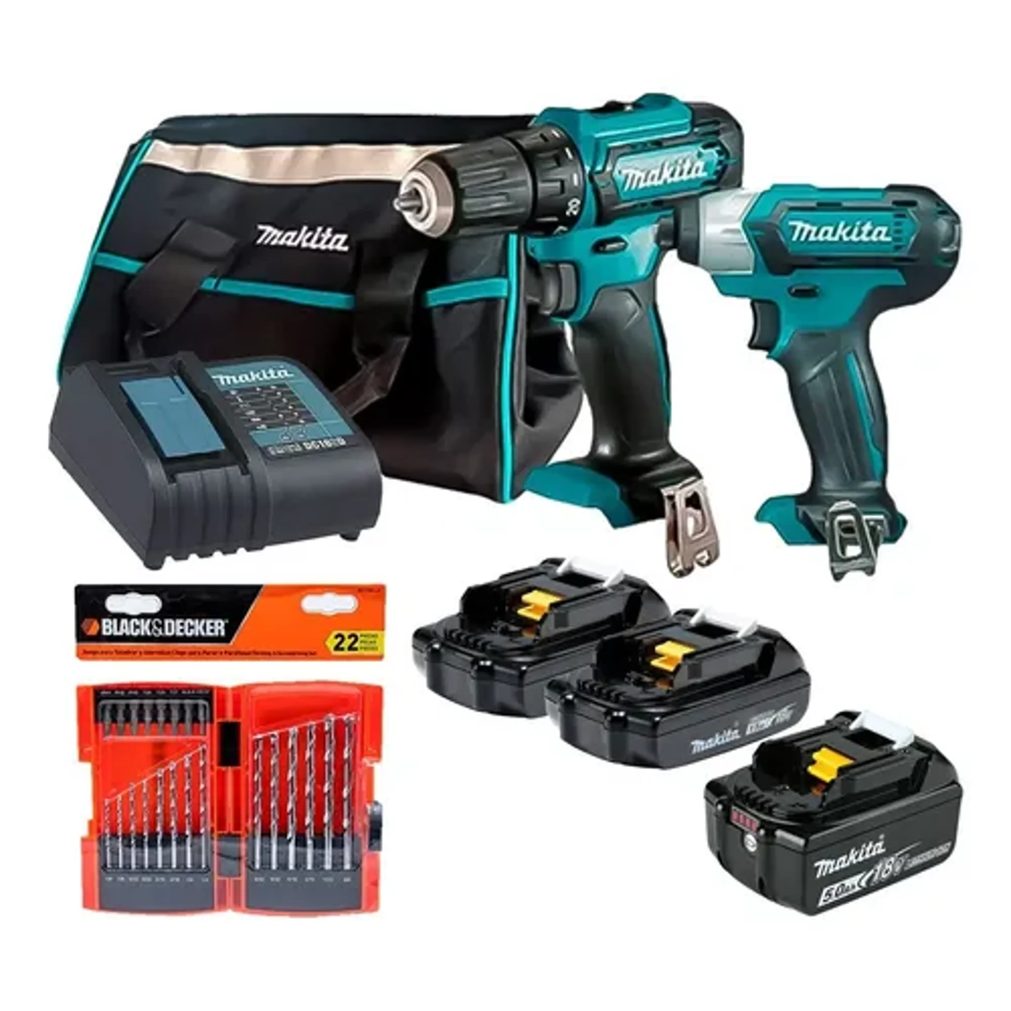 Combo Brushless Rotomartillo + brocas y Llave De Impacto Makita