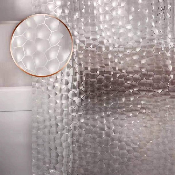 Cortina Forro De Baño Transparente Impermeable + 12 Argollas Color  TRANSPARENTE 3D