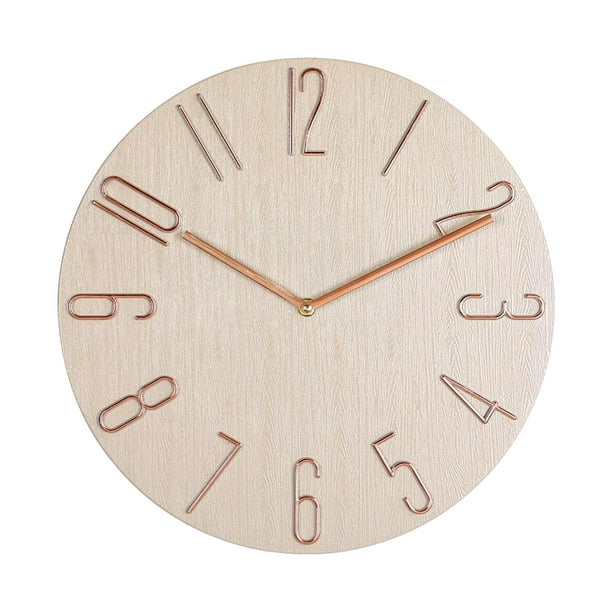 Reloj de pared retro ovalado de 14 '', relojes de pared silenciosos  decorativos con movimiento de que no hace tictac para cocina, decoración de  Color de madera BLESIY Reloj de pared