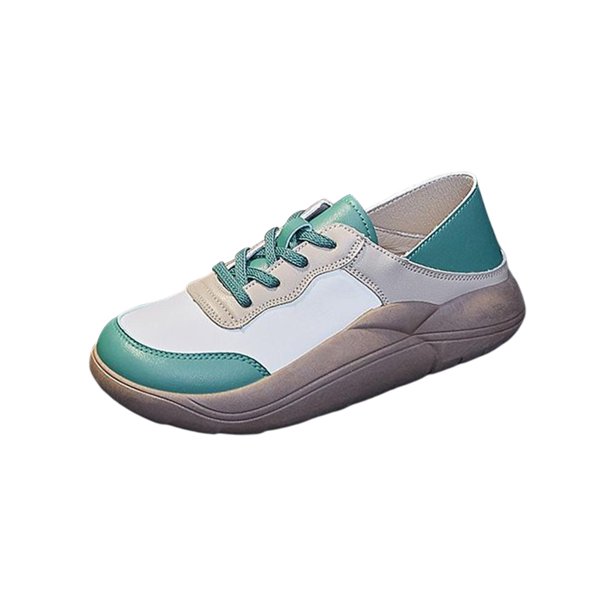 Zapatos de tenis blancos para mujer, zapatillas de deporte de cuero PU  zapatos casuales para caminar para mujer