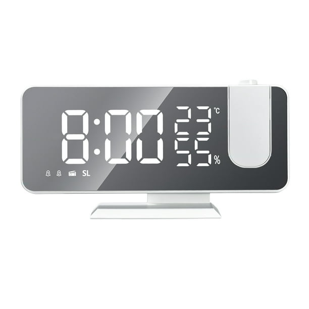 Comprar Reloj despertador inteligente Digital LED, mesa de reloj, relojes  electrónicos de escritorio, despertador USB con proyector de tiempo de 90  °, repetición