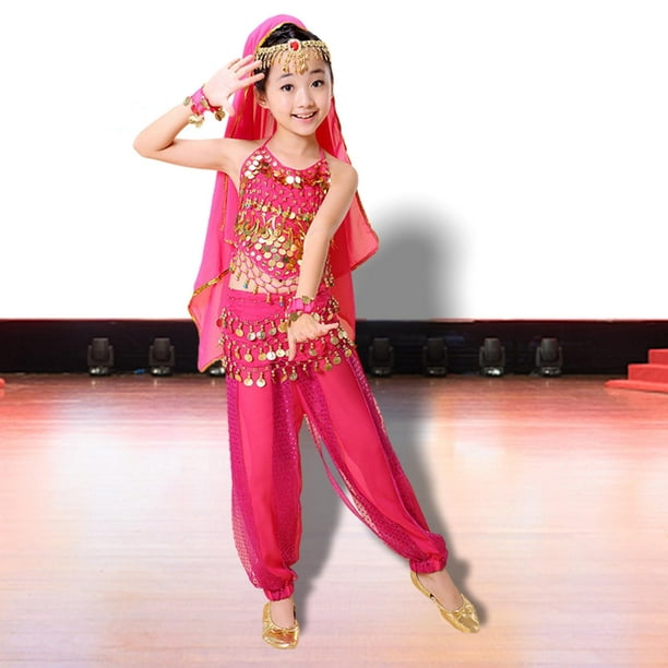  Disfraz de danza india con lentejuelas para niña, vestido de  danza del vientre, ropa de Halloween para carnaval, baile : Ropa, Zapatos y  Joyería