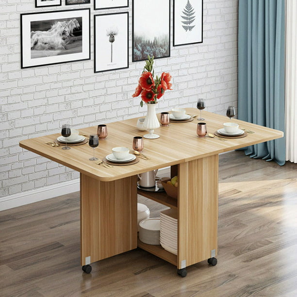  Mesa de comedor plegable moderna con 4 ruedas, mesa de