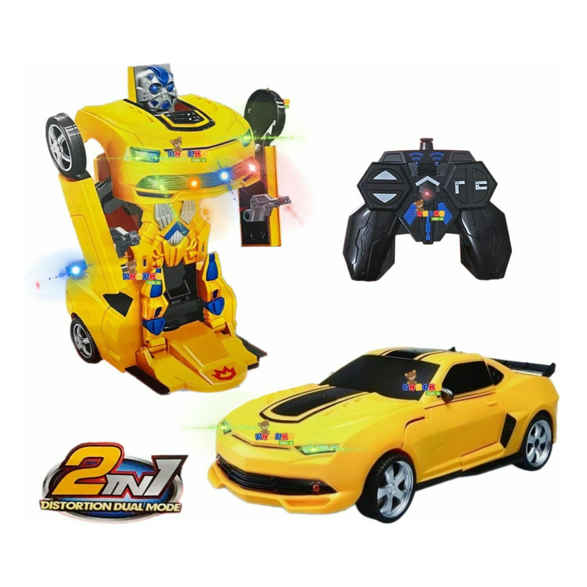 Camaro robot transformer control remoto con luz juguete 3en1 chucho toys carro robot transformer