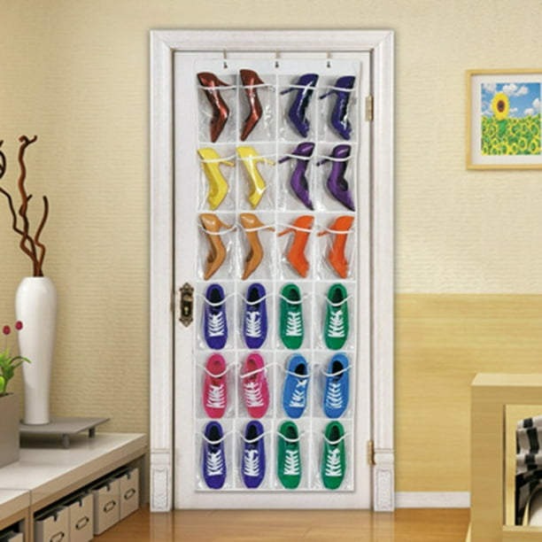 Organizador de zapatos para colocar sobre la puerta de 2 piezas con 26  bolsillos de PVC transparente, zapatero colgante para puerta, zapatero para  la