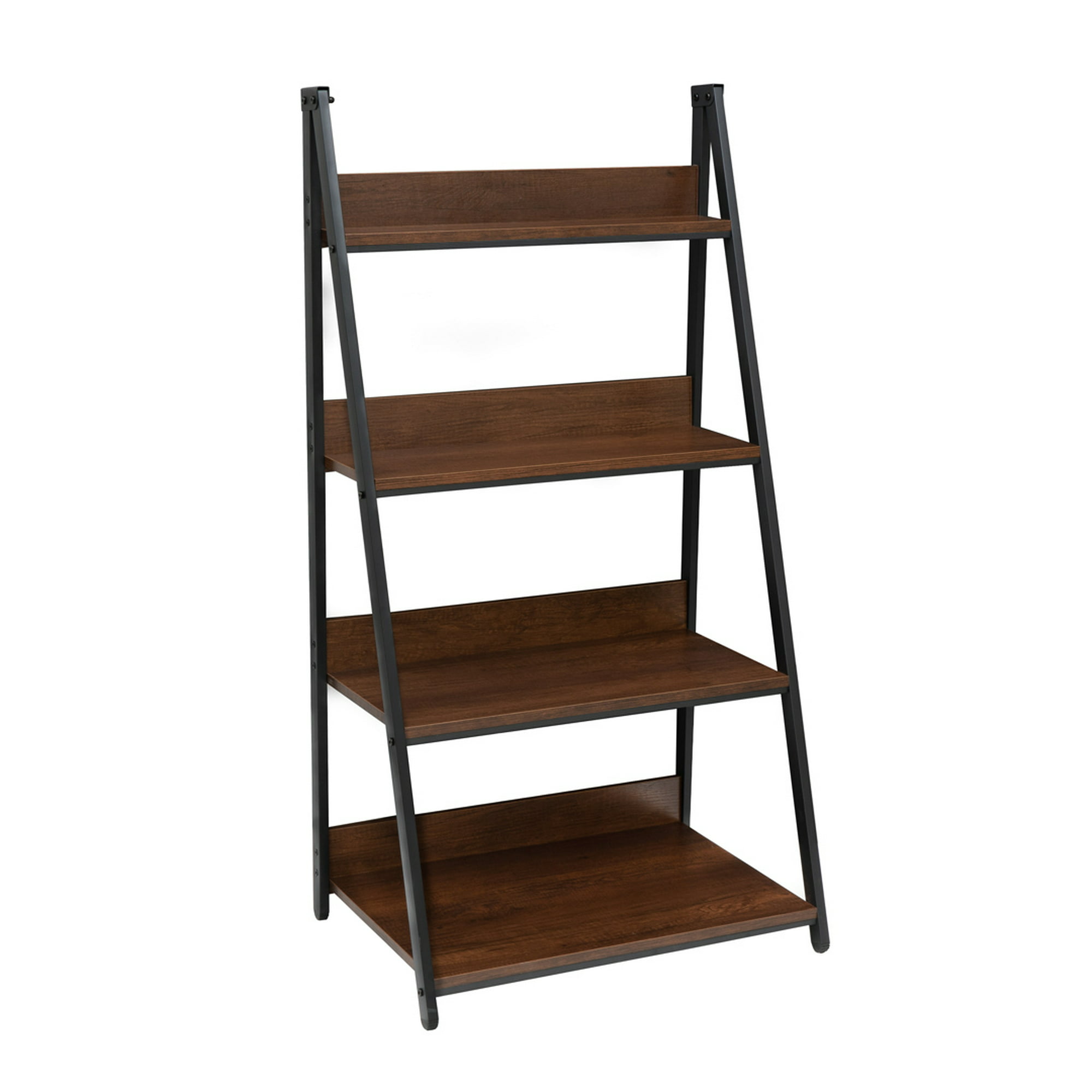 NeuType Escalera de 5 niveles de 63 x 22 pulgadas, estantes de madera para  manta de madera para la sala de estar, estantería blanca retro para