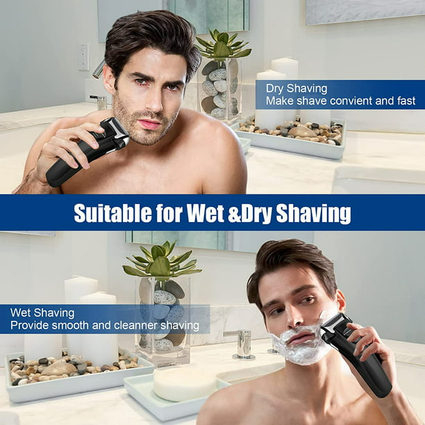 Maquinilla de afeitar eléctrica para hombres, afeitadoras para hombres,  afeitadora eléctrica en seco y húmedo, afeitadora recargable para hombres