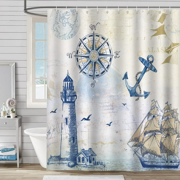 1 cortina de ducha impermeable antimoho de 180x180 cm con ganchos