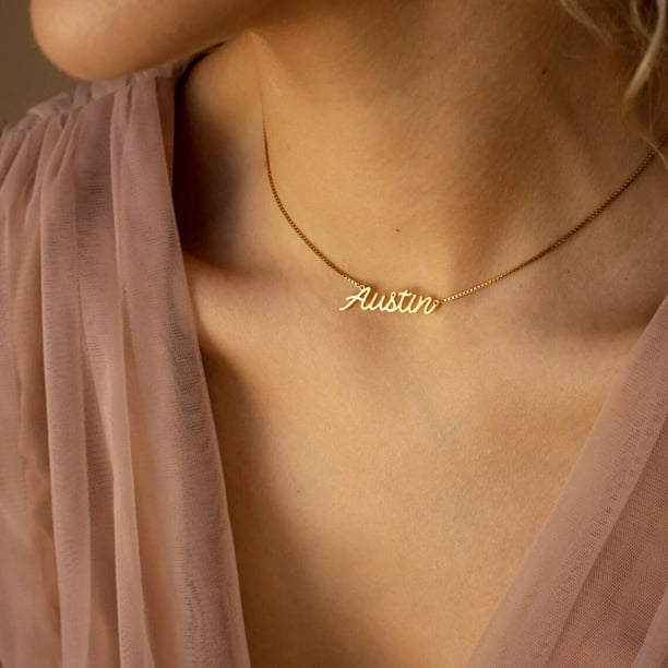 PicturesOnGold.com Collar con nombre personalizado para mujer, collar con  nombre personalizado en plata de ley u oro, collar con nombre personalizado