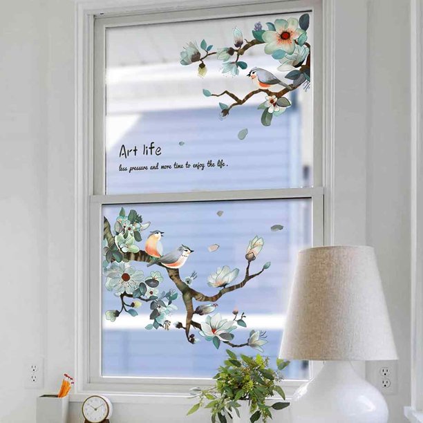  Vinilo decorativo para ventana de casa, diseño de hojas verdes,  para decoración de ventanas : Hogar y Cocina