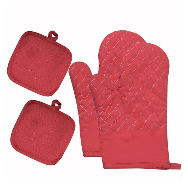 Toystoory 4 unids/set de guantes antiadherentes de silicona para horno,  manoplas para hornear, resistentes al calor, hornos microondas, manoplas  Cocina y Comedor rejilla roja Toystoory HA072545-04