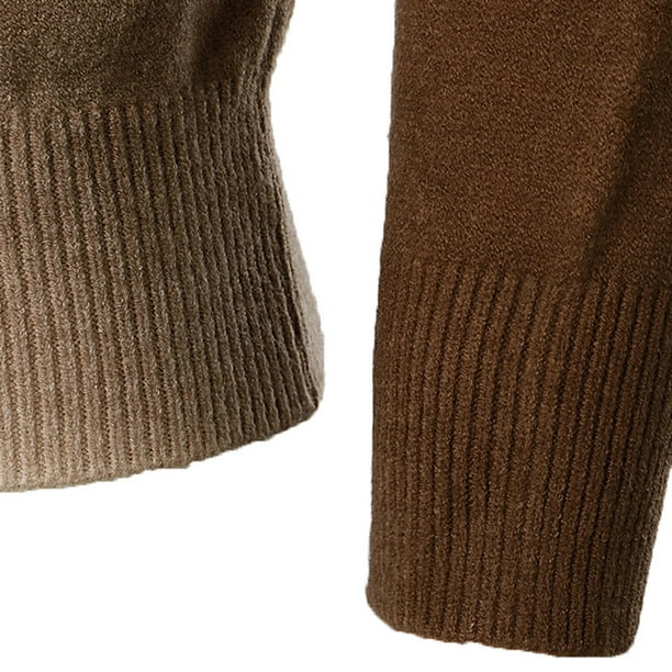 Gibobby Suéter ligero hombre Suéter de Punto Acanalado con Cuello Alto para  Hombre(Café,G)