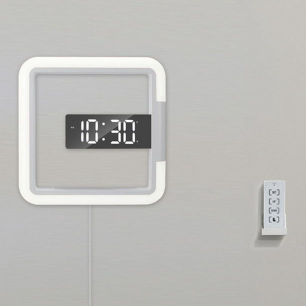 Reloj de pared digital cuadrado Decoración Espejo hueco creativo LED  Oficina en hogar Sala de Relojes de dormitorio con pantalla de temperatura  Soledad Reloj de pared digital