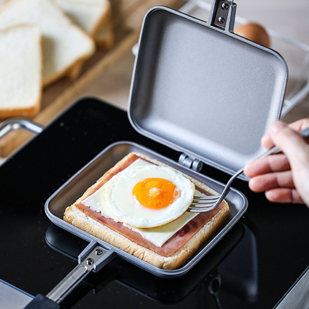 Sartén doble para el hogar, sartenes antiadherentes de aleación de aluminio  con asa, sartén multifunción de fondo plano para panqueques, tortillas