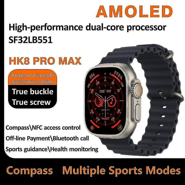 Hk8 Pro Max Ultra Smart Watch Men 49mm Amoled Screen Compass Nfc  Smartwatch-yky