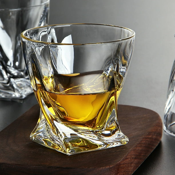  Juego de 4 vasos de whisky de cristal, vasos de rocas, vasos  antiguos de 10 onzas para beber whisky escocés, bourbon, cóctel, coñac,  vodka, ginebra de tequila, ron y licor de