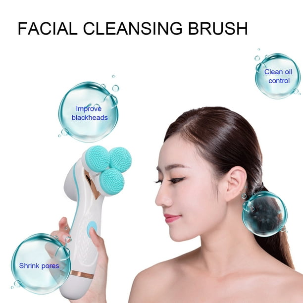 Cepillo de limpieza facial eléctrico exfoliante facial con 3 cabezales  limpiadores y 2 velocidades ajustables para limpieza profunda, eliminación  de