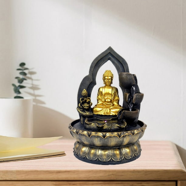 Fuente decorativa agua de Buda dorado y cascada de sobremesa