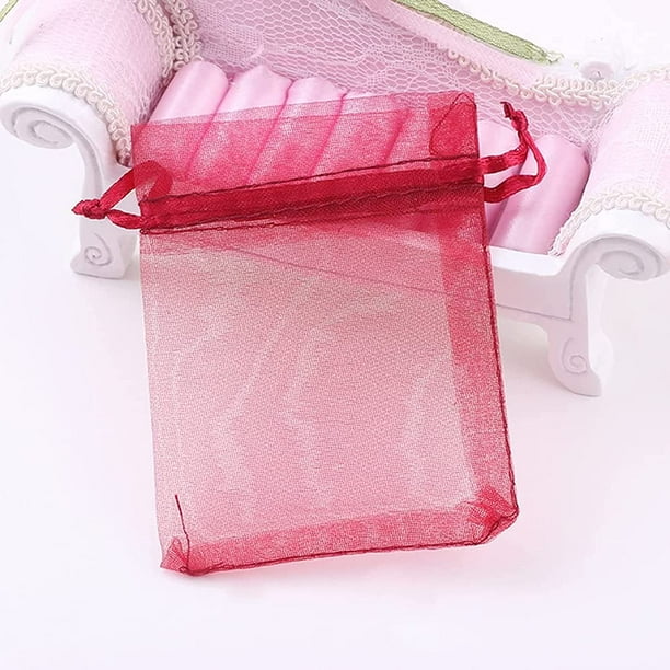 100 bolsas de organza transparente de 6 x 9 con cordón para joyas, bolsas  para fiestas, bodas, dulces, conchas marinas, bolsas de regalo (rojo)  Sincero Hogar
