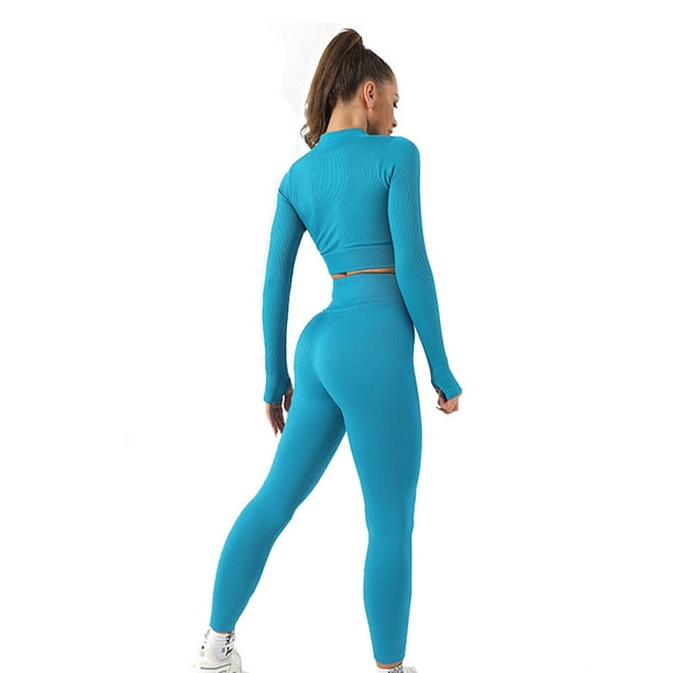 Conjunto de yoga para mujer Traje de ropa deportiva transpirable sin  costuras Artículos deportivos (S azul) Ndcxsfigh Para Estrenar
